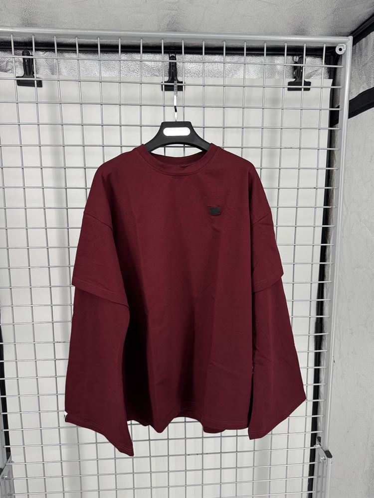 БАЗОВЫЙ ЛОНГСЛИВ БОРДОВЫЙ - РАЗМЕР S - фото 15633