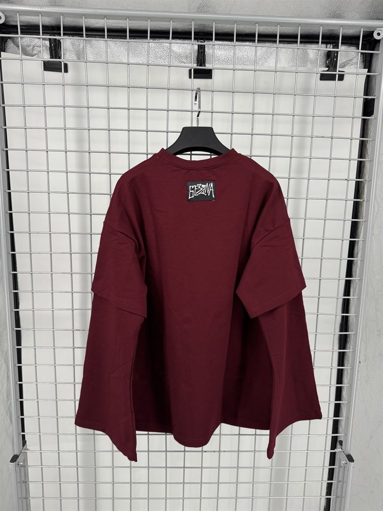 БАЗОВЫЙ ЛОНГСЛИВ БОРДОВЫЙ - РАЗМЕР S - фото 15634