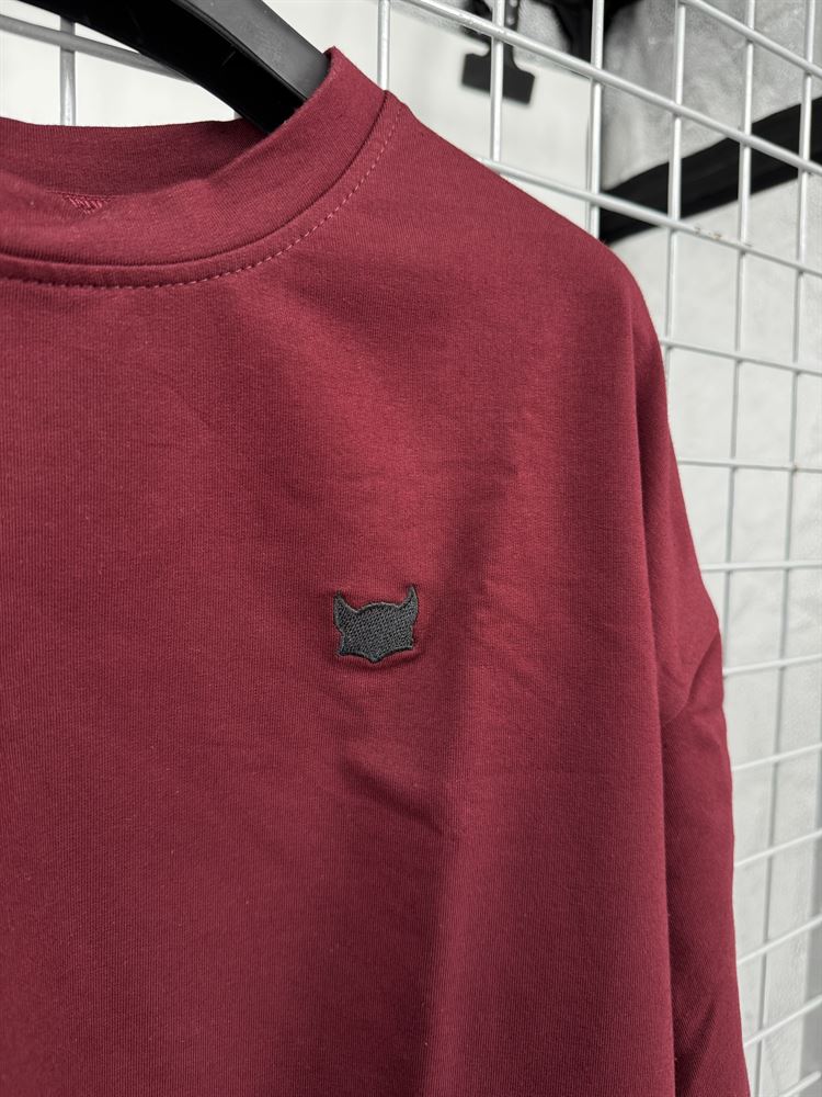 БАЗОВЫЙ ЛОНГСЛИВ БОРДОВЫЙ - РАЗМЕР S - фото 15635