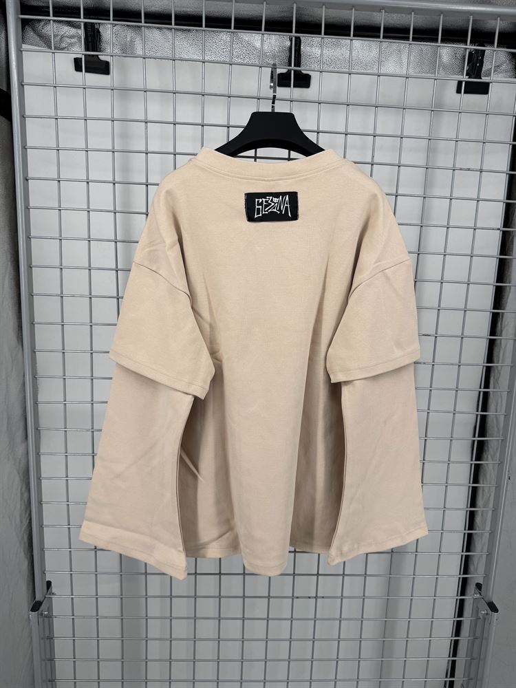 БАЗОВЫЙ ЛОНГСЛИВ БЕЖЕВЫЙ  - РАЗМЕР S - фото 15709