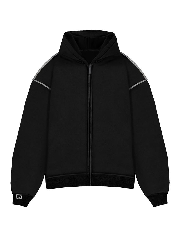 БАЗОВОЕ ЗИП-ХУДИ БЕЗДNА С БЕЛЫМИ ШВАМИ - фото 16584