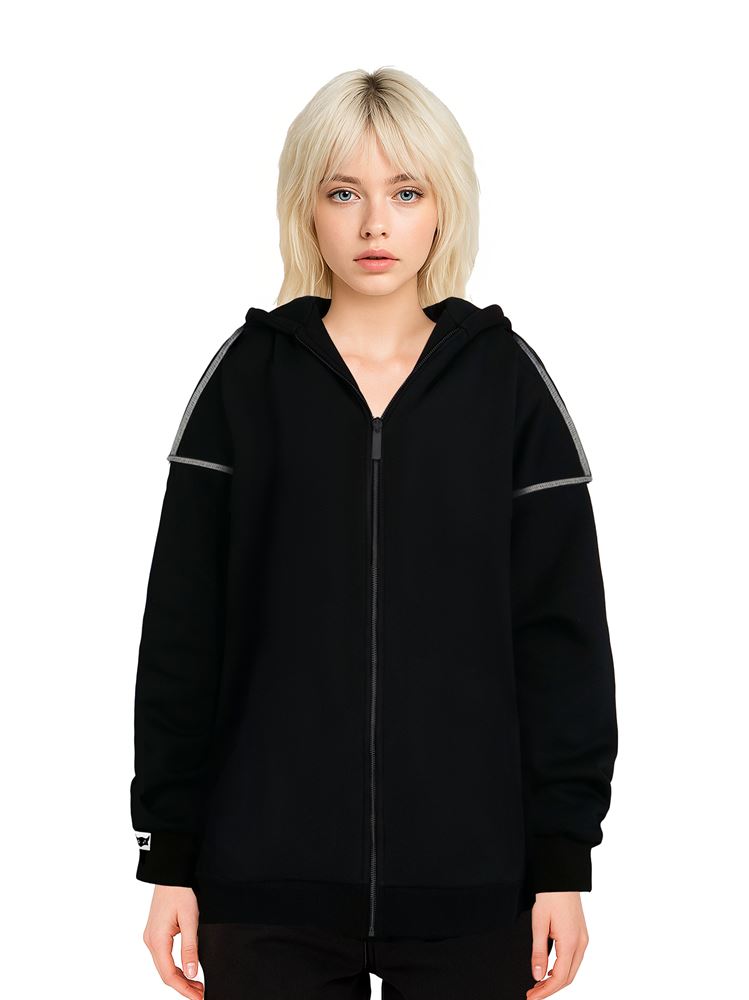 БАЗОВОЕ ЗИП-ХУДИ БЕЗДNА С БЕЛЫМИ ШВАМИ - фото 16585