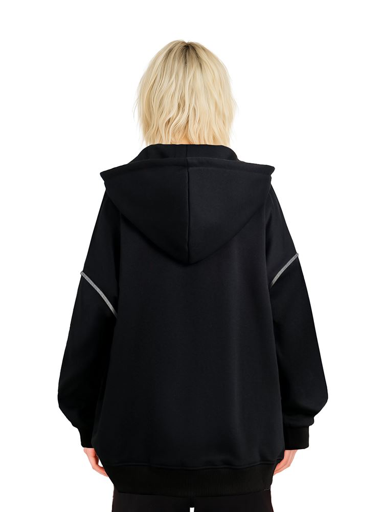 БАЗОВОЕ ЗИП-ХУДИ БЕЗДNА С БЕЛЫМИ ШВАМИ - фото 16586