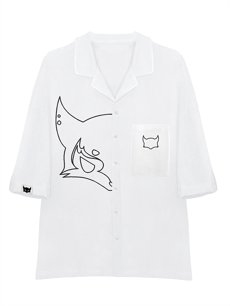 Белая рубашка с вышивкой "БЕЗДНА"