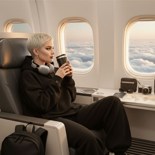 Уютный travel-образ БЕЗДNА в самолете