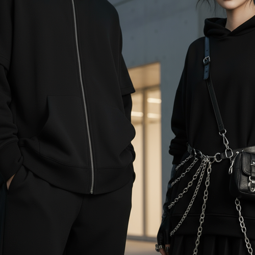 Крупный план аксессуаров: металлические цепи и детали сумки БЕЗДNА