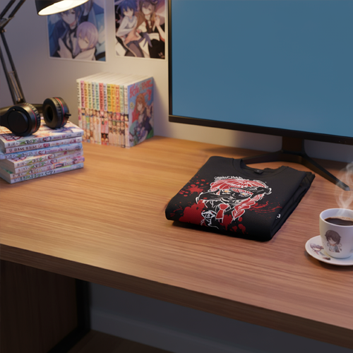 комната с постерами и одеждой БЕЗДNА в аниме-стиле